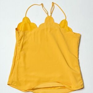 J.Crew Yellow Scalloped Camisole Spaghetti Strap Tank Top w/Lining Size 6